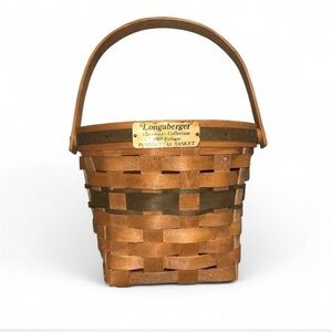 Longaberger Brown and Olive Woven Basket 1988 Christmas Collection Poinsettia